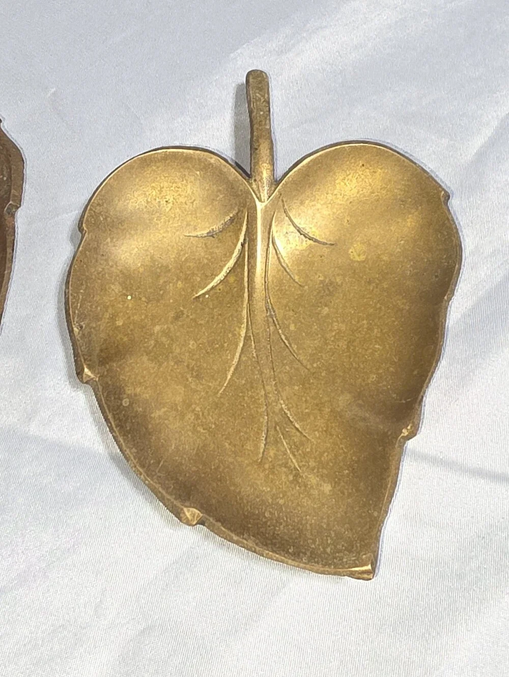 Vintage Brass Leaf Trinket Dishes Set of 2 Made in India